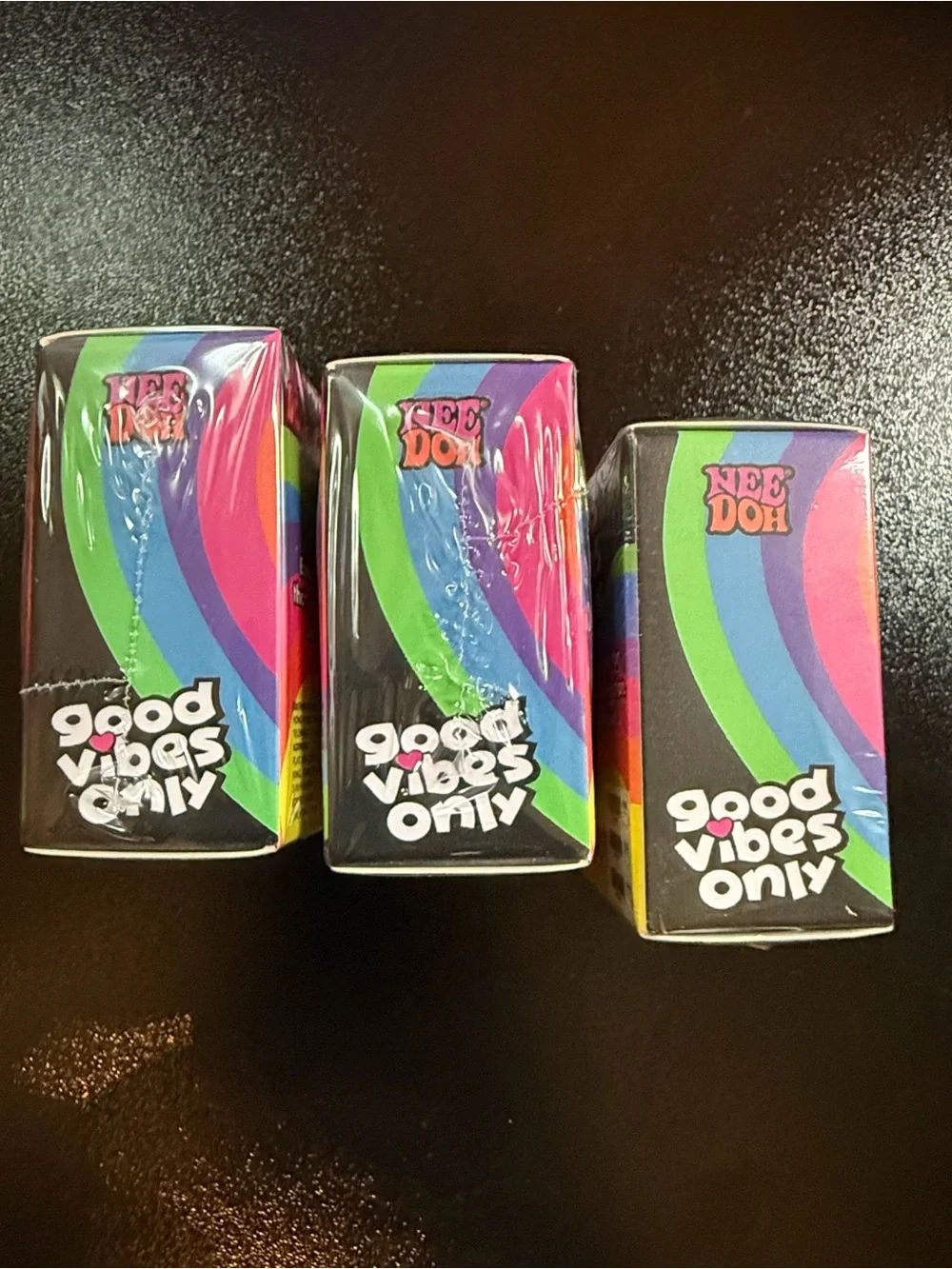 Viral Needoh Teal Holographic Heart Good Vibes Mini squishy set of 3!!!!